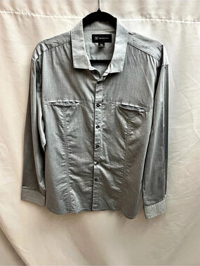 INC International Concepts Men's Gray Long Sleeve Button Down Shirt XL